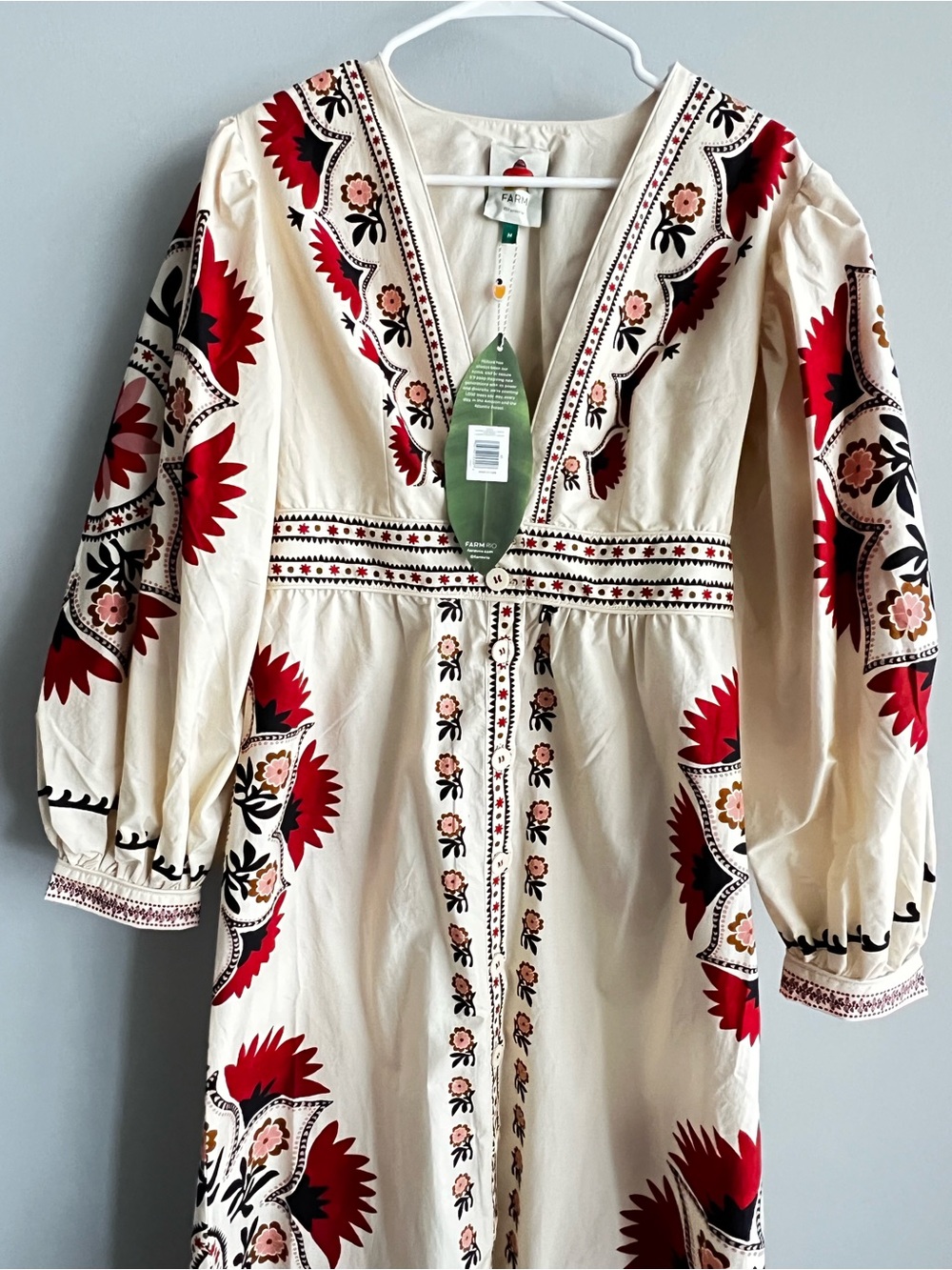 Farm Rio Cream Cashew Mandala Maxi Dress NWT Size M - Picture 8 of 8